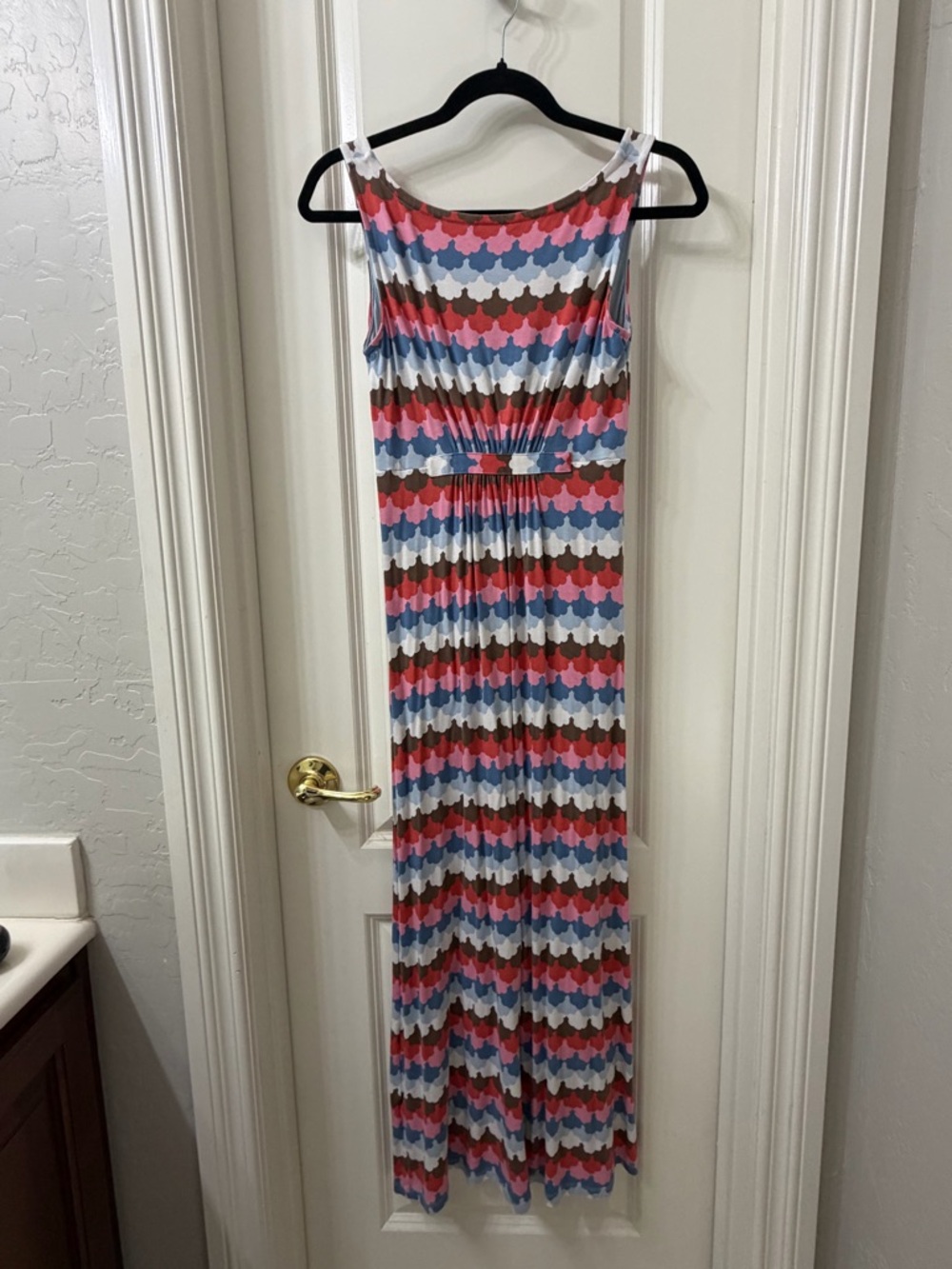 Boden Pink and Light Blue Cloud-Print Maxi Dress - Picture 3 of 6